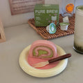 Korean Ins Underglaze Color Hand-painted Chubby Plate Breakfast Dessert Cake Plate