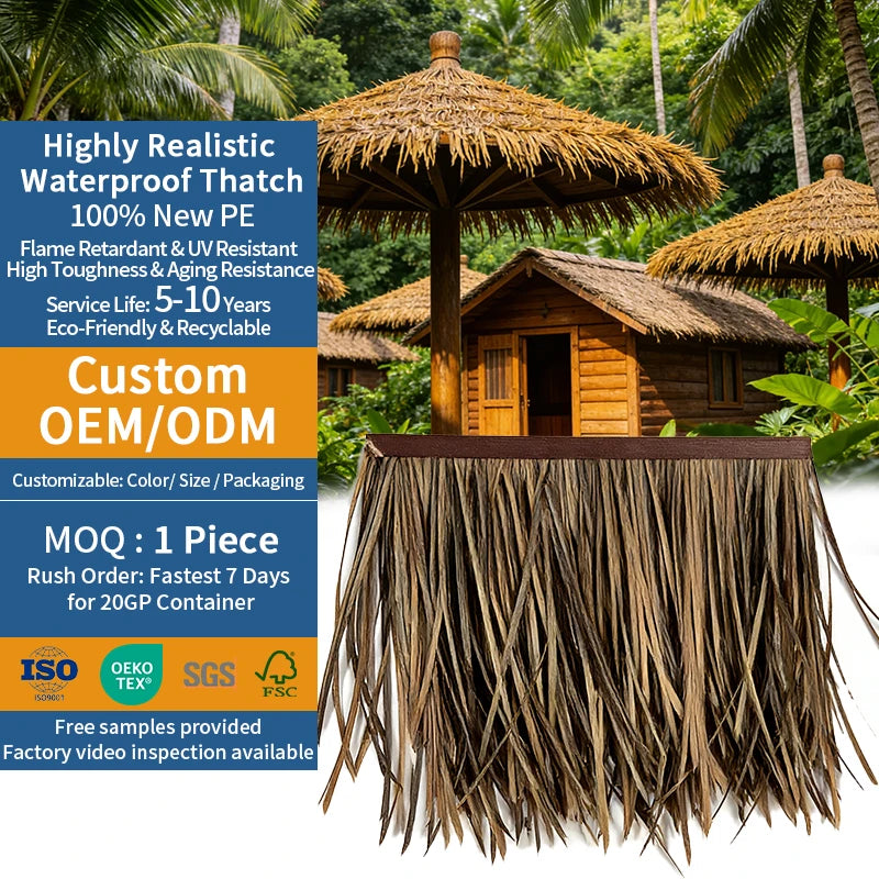 Weather Resistant Thatching Do Telhado Fogo De Palha Tegole Di Paglia Artificial Nipa Tiki Roof Thatched Tegels