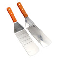 Stainless Steel Metal Turner Solid Cooking Perforated Cooking Spatula Hamburger Turner with Wooden Handle for Barbecue Steak