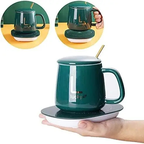 Electric Smart Coffee Mug Warmer Cup Set with Gravity Sensing Auto Shut Off Heating Plate Pad for Home Office Milk Tea Gift