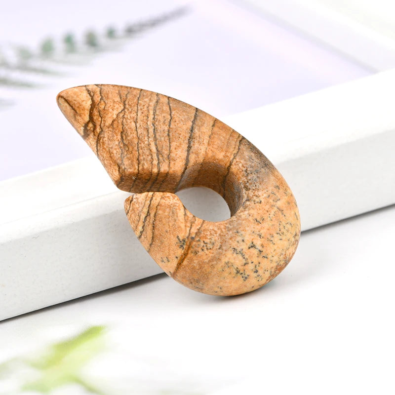 Keyhole Stone Ear Weight Hanger Obsidian Ear Expander Piercing Plug 8mm&10mm Earrings Charming Jewelry