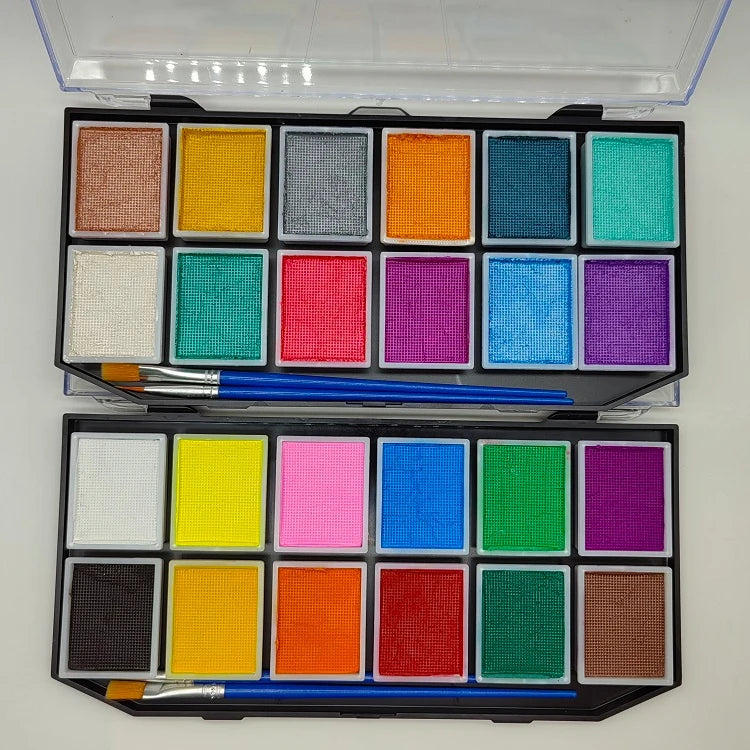 Professional Wholesale Cosmetic Makeup Face Paint Palette 12-color Uv Neon Fluorescent Face Body Paint Palette for Kids and Adu
