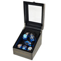 Auto-Stop LED Watch Winder Box Golden Sandalwood Lacquered 3+3 Watch Storage Case