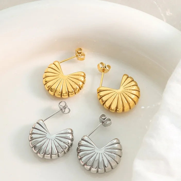 18k Gold Plated Stainless Steel Women Waterproof Chunky Jewelry Flower-shaped Thread Earrings for Women