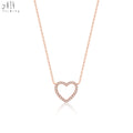 New Arrival Elegant 18K Rose Gold Diamond Heart Pendant Necklace Stylish Jewelry Set for Girls