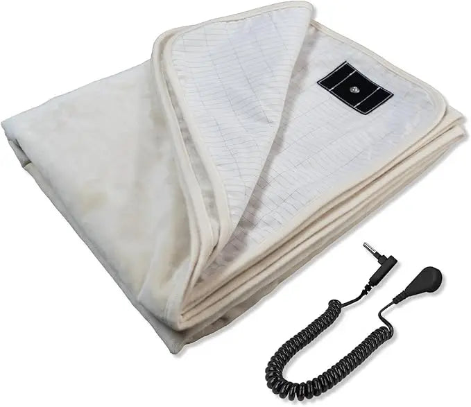 Conductive Grounding Blanket for Improved Sleep Pain Relief Energy Inflammation. Grounded Throw Earth Connected Bedding.