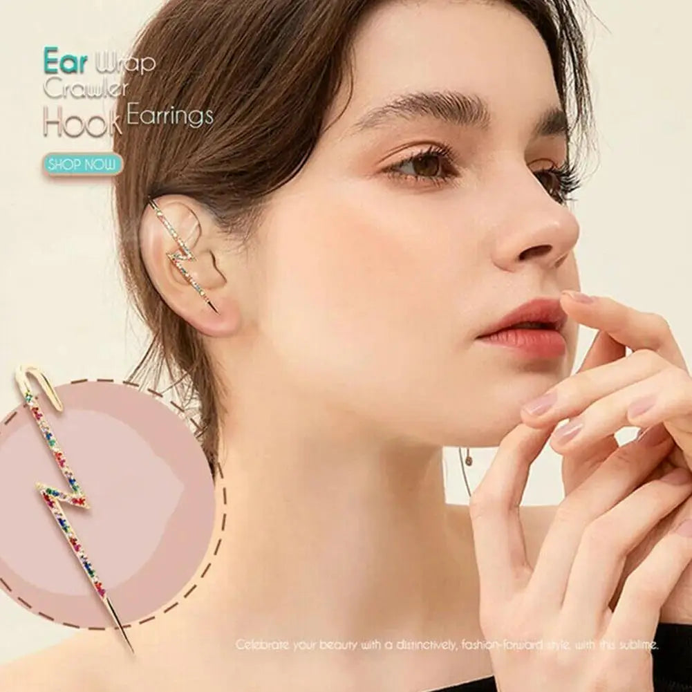 Ear Wrap Crawler Hook Earrings 1Pcs Multiple Styles Geometric Stud Earrings Piercing Earring Street Popular Hip Hop Ear Jewelry
