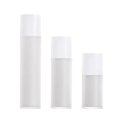 Cosmetic Luxury pp Airless Pump Bottle 15ml 30ml 50ml White Double Wall Airless Serum Bottle with Frosted Refillable Bottle