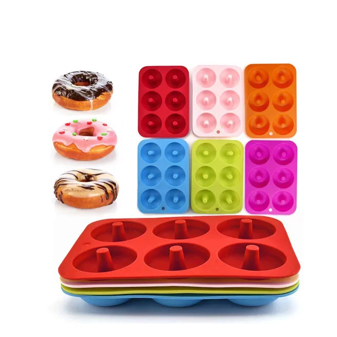 Silicone 6-Hole Round Donut Mold for Baking Jelly Fondant Chocolate Cake-Cake Tools