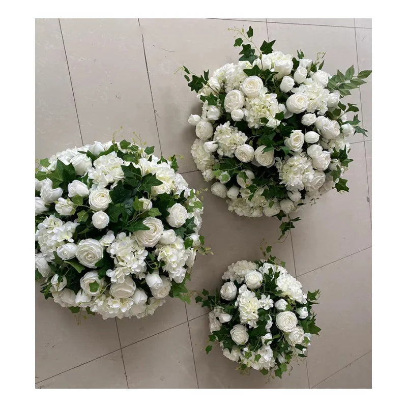 A-1407 Wedding Decoration Big Green Blue Silk Hydrangea Flower Ball Centerpiece Artificial 60cm White and Blush Flower Ball
