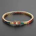 4mm 20 Inch 14k Real Gold Multi Color Colorful White rainbow Green Diamond Iced Out Cz Hip Hop Tennis Chain Necklace