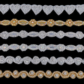 Hand Sewn Rhinestone Applique Accessories for Wedding Dresses Gauze Clothing Decorative Accessories