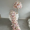 Custom Faux Pink & White Floral Arrangement Artificial Silk Rose Wedding Table Decor Party Event Aisle Runner & Centerpieces