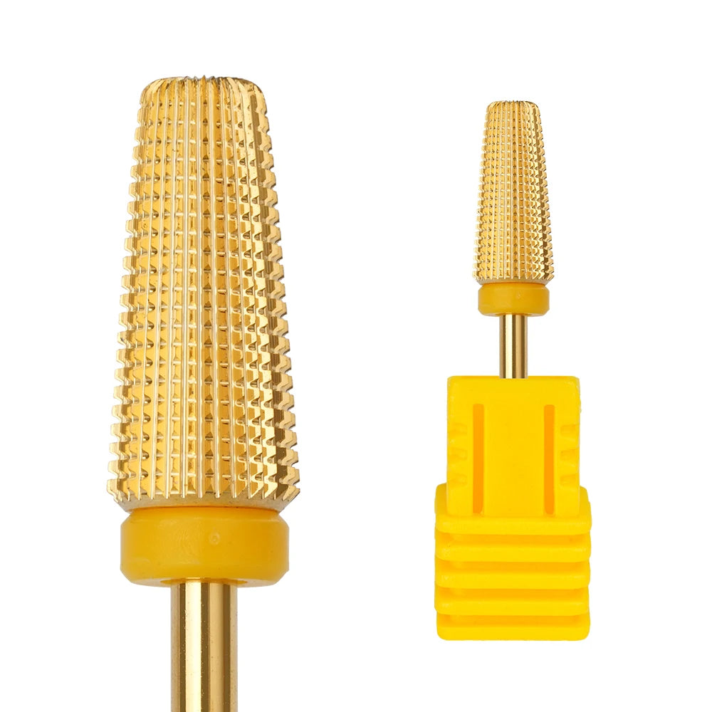 Newest Golden 5 in 1 Carbide Nail Drill Bits Two Way Rotate Use for Both Left and Right Handed - Fast Remove Acrylic