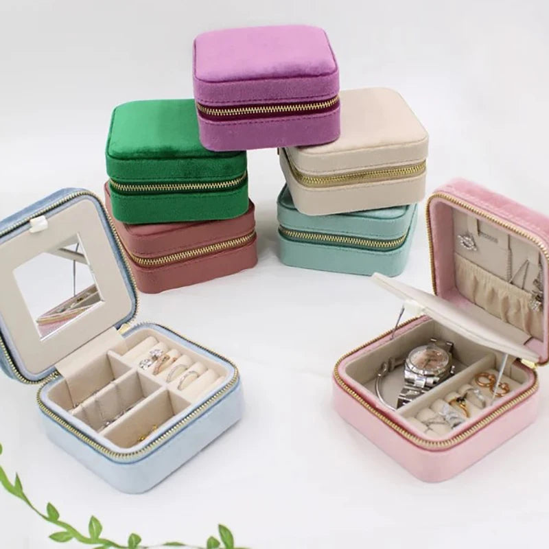 Custom Logo Mini Velvet Jewelry Box Luxury Simple Design for Small Ring Earrings Packaging Organizer