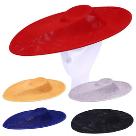 Wholesale Vintage Lady's Linen Type Cloth Widebrim Hats Base Royal Ascot Linenette Classy Big Fascinator Hat Base for Women