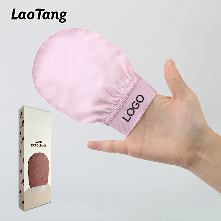 Factory Custom Bath Cocoon Body Scrub Mitt Exfoliate Remove Dead Skin Turkish 100% Raw Mulberry Raw Silk Exfoliating Glove