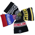 Customizable Navy Blue Winter Beanie Hat Pompom Knitted Sport Cap 3D Embroidered Letters Hand-Knit Woven Beanies Common Unisex