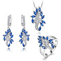 Fine Jewelry Trendy Agate 925 Sterling Silver Claw Setting Necklace/Earrings/Ring Set for Women's Anniversary Gift MegaBDM