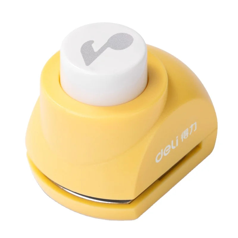 Deli TA901 1cm Embossing Device Yellow Musical Note Pattern Paper Presser Manual Diy Punch for School Gift 288pcs Per Carton Set