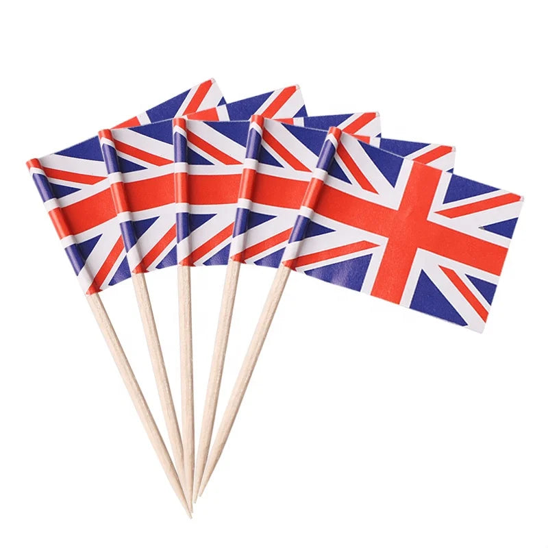 Custom Mini Toothpick Flag for Party Cake Decor Wooden 2.5x3.5cm Flags