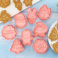 Cartoon Christmas Cookie Cutter Eco-Friendly Dishwasher Safe 8-Piece Kids Plastic Pink 6cm Biscuit Fondant Baking Tool DIY Party