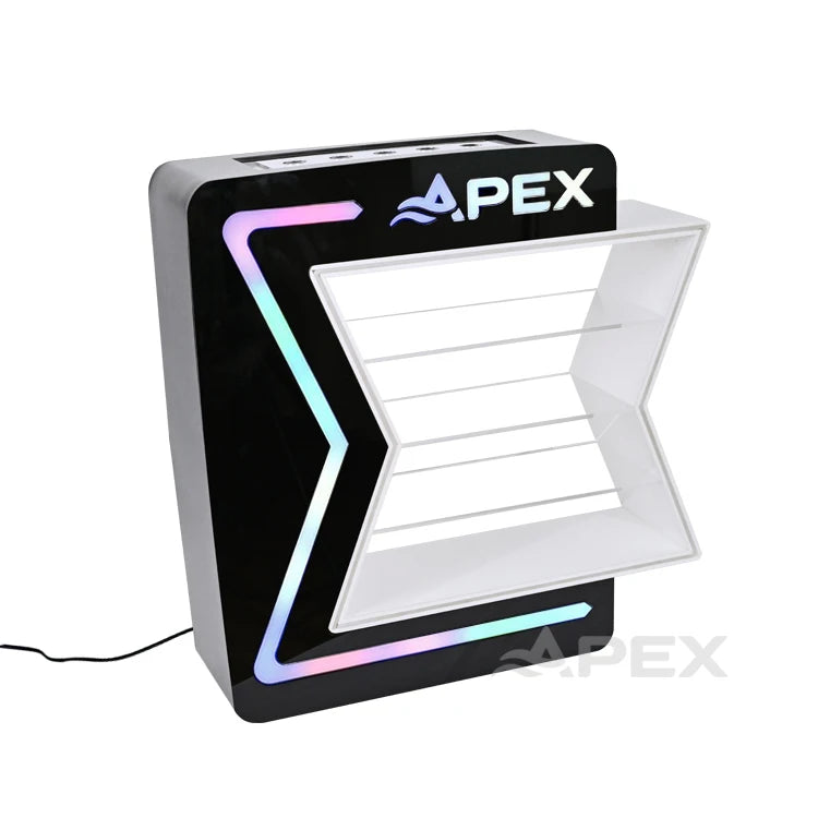 APEX Table Top 3-Tier Acrylic LED Display Stand with Polished Surface and Colorful Lighting