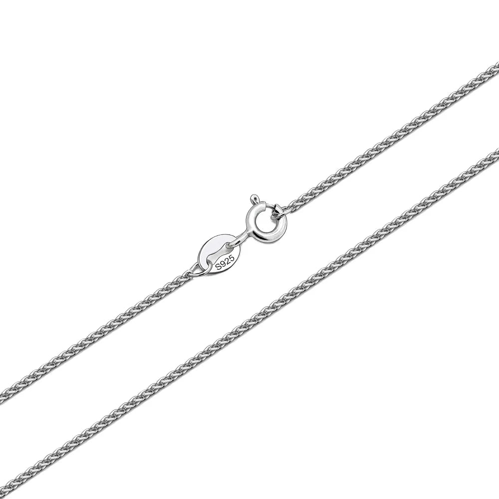 Factory Wholesale 1mm Thick Wheat Chain Spiga Chain 925 Silver Sterling Chains Necklace