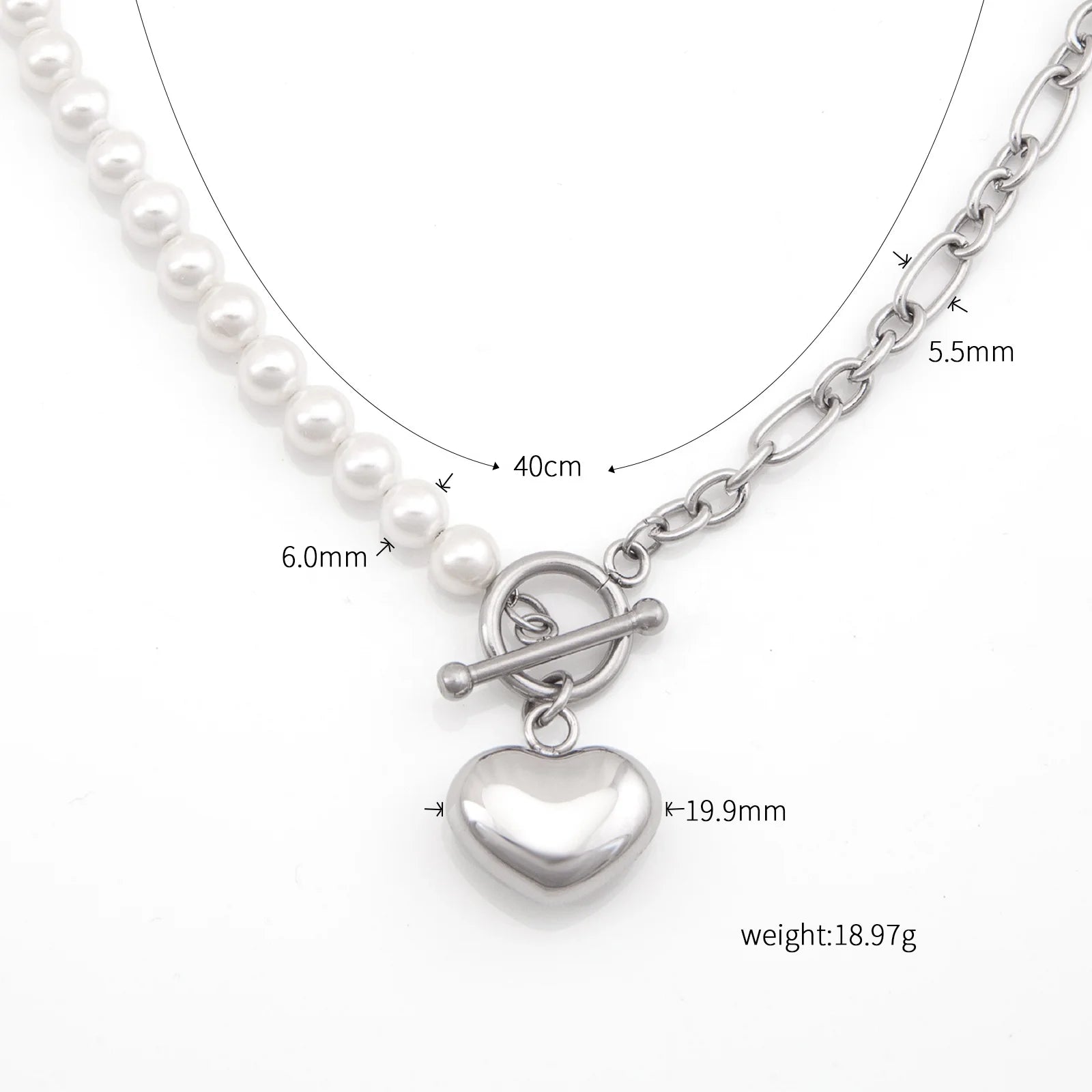 Fashion Chain Necklace Jewelry Pearl Choker Chain Heart Lock Pendant Necklace for Women