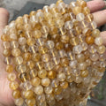 Yiwu Manufacturers 10mm 12mm Loose Gemstone Beads Jewelry Natural Round Stone Beads Yellow Quartz
