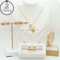 Diamond Necklace Earring Stainless Steel Gold Plated Women Female Indian Emeralds Green Jewelry Gifts Girl Sets