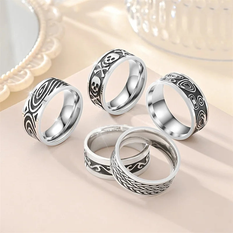 Wholesale Fashion Hip-hop Stainless Steel Rings High-quality Waterproof and Non Fading Gothic Retro Personalized Neutral Jewelry