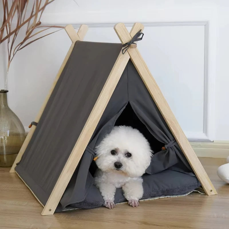 2024 Popular Customized Pet Bed Tent Washable Durable Teepee Cat Dog House Soft Sofa Luxury Indoor