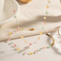 2023 Hot Summer Fashion Bracelet Colorful Natural Stone Bracelet Stainless Steel Stone Necklace for Women Wholesale