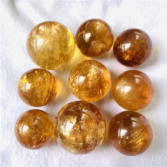 Wholesale Natural Yellow Iceland Spar Balls Orange Calcite Rainbow Spheres for Decoration