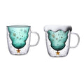 Koi INS Cartoon Home Romantic High Borosilicate Double Walled Glass Christmas Gift Glass Cup with Silicone Lid