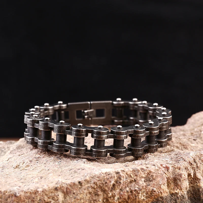 Vintage Man Jewelry Bicycle Bracelet Stainless Steel Man Bracelet Retro Black Bike Chain Bracelet for Man