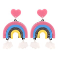 Lovely Cartoon Weather Resin Dangle Earrings Colorful Rainbow White Cloud Shiny Silver Spot Acrylic Drop Earrings Party Jewelry