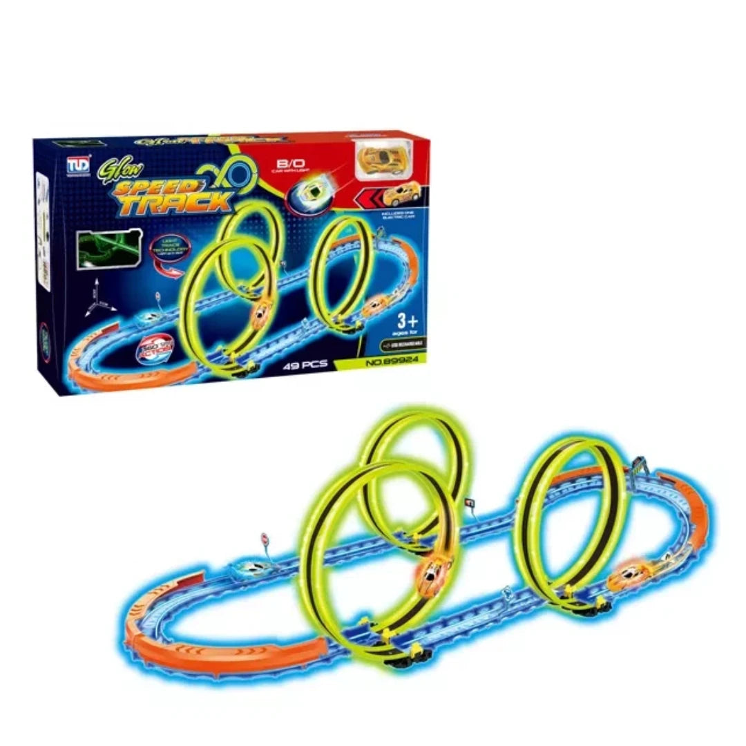Rail Track Electric High Speed Railway Luminous Racing Car Toy with Glow Effect