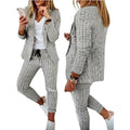 C8202 Hot Selling Custom Logo Plaid Ladies Suits Set for Women Pants and Blazer Set for Ladies Two Piece Pants Set Women