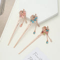 Rhinestones Hair Accessories for Women Girls Chinese Style Hair Pin Flower Tassel Metal Hair Stick
