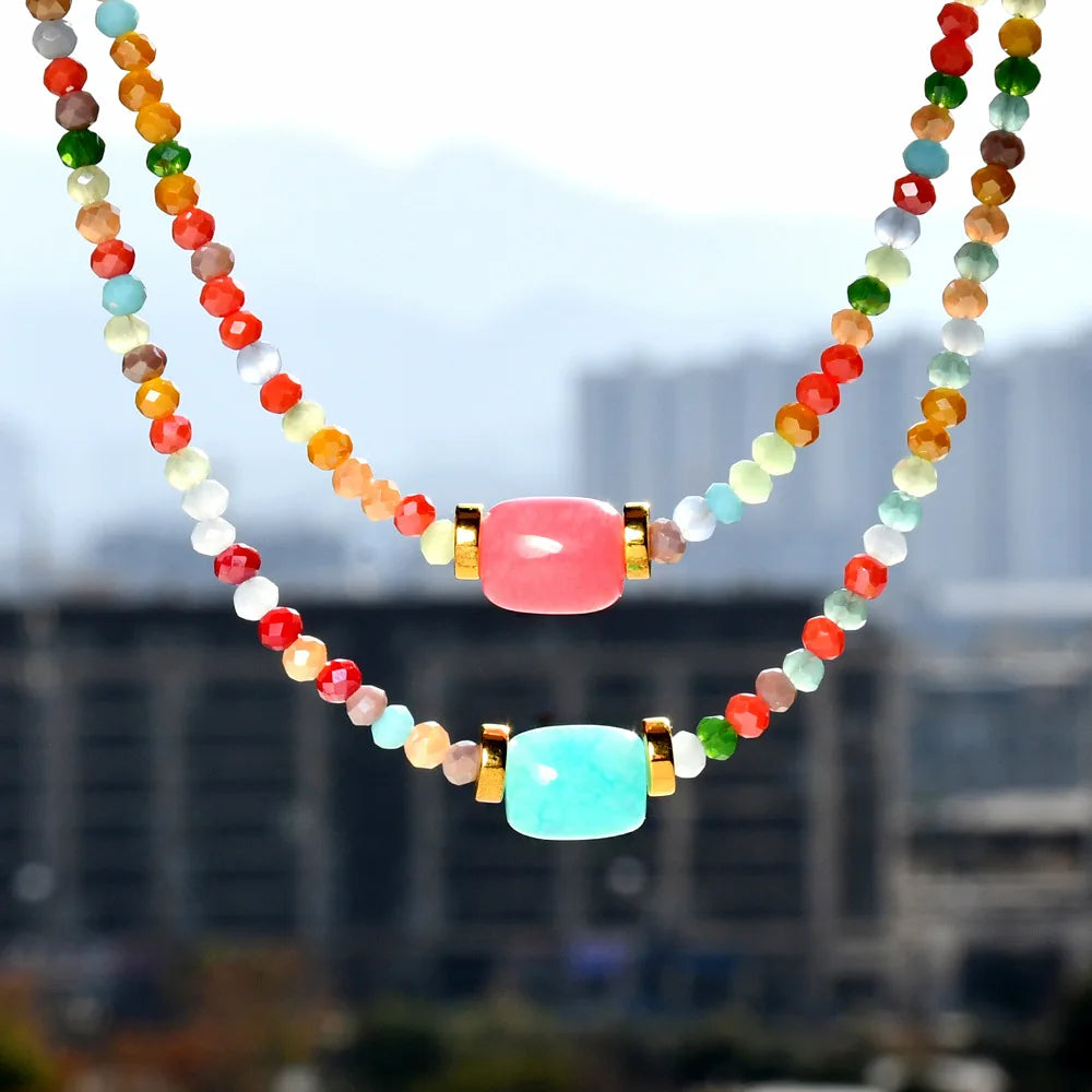 2025 New Jewelry Irregular Colored Crystal Beaded Necklace for Women