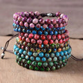 New Design Vintage Women Jewelry Gemstone Imperial jasper Stone Handmade Braided Cord Bracelet Friendship Bracelet