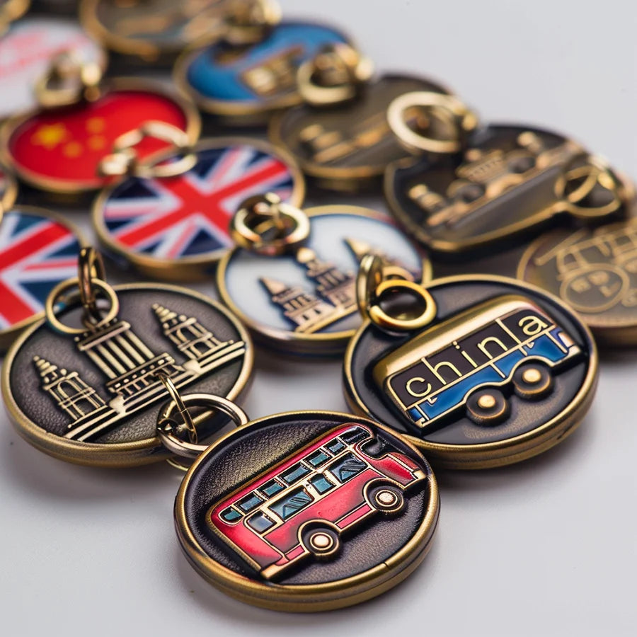 Customizable Metal Flag Keychain for Engraving Keychains in Bulk Custom Logo Hard Enamel London Metal Key Chain