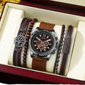Men's Minimalist Sport Quartz Watches 5 Pcs/Set with Fabric Strap and Decorative Bracelet Fashionable Brand Gift Box Set