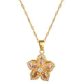 2024 New Fashion Stainless Steel Necklace Luxury Flower Gold Plated Zircon Rotating Women Chain Necklace Jewelry
