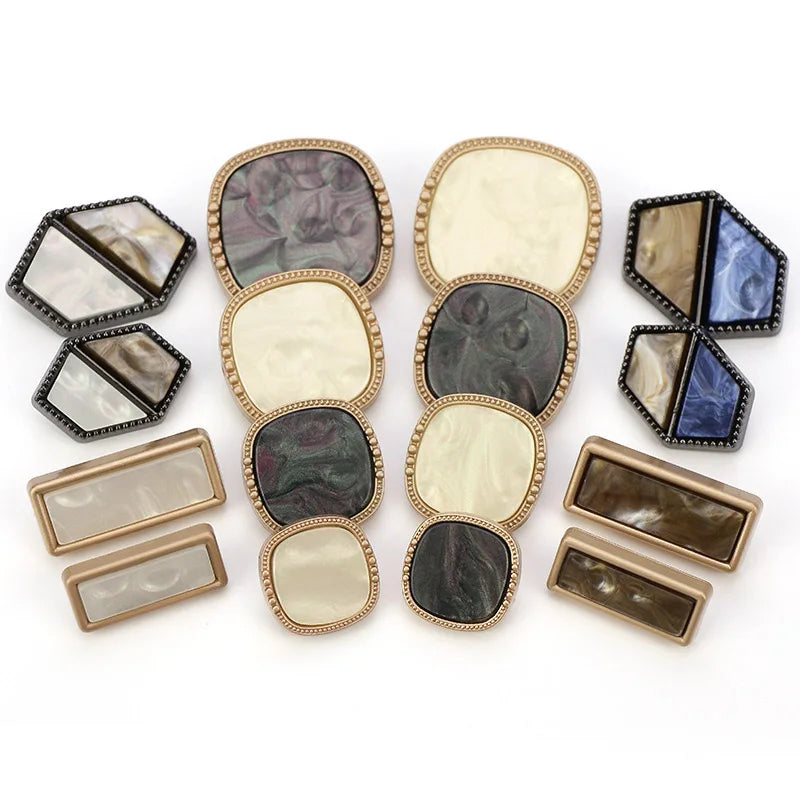 Lozenge Irregular square Rectangle Metal Alloy Resin Combination Button Men's and Women's Coat Sweater Cardigan Garment Buttons