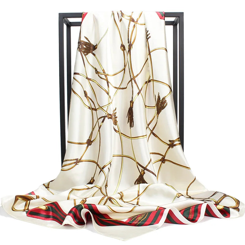 Wholesale Hijab Muslim Head Scarfs for Women Satin Square Silk Scarf 90*90