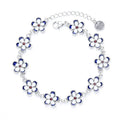 Cute Sterling Silver 925 Enamel Daisy Flower Bracelet Bangle Jewelry for Girl Women