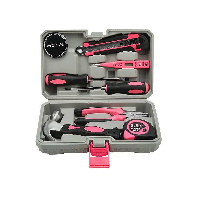 9-Piece Multifunctional Carbon Steel Hand Operated Household Hardware Set Customizable OEM Hard Case Tool Storage